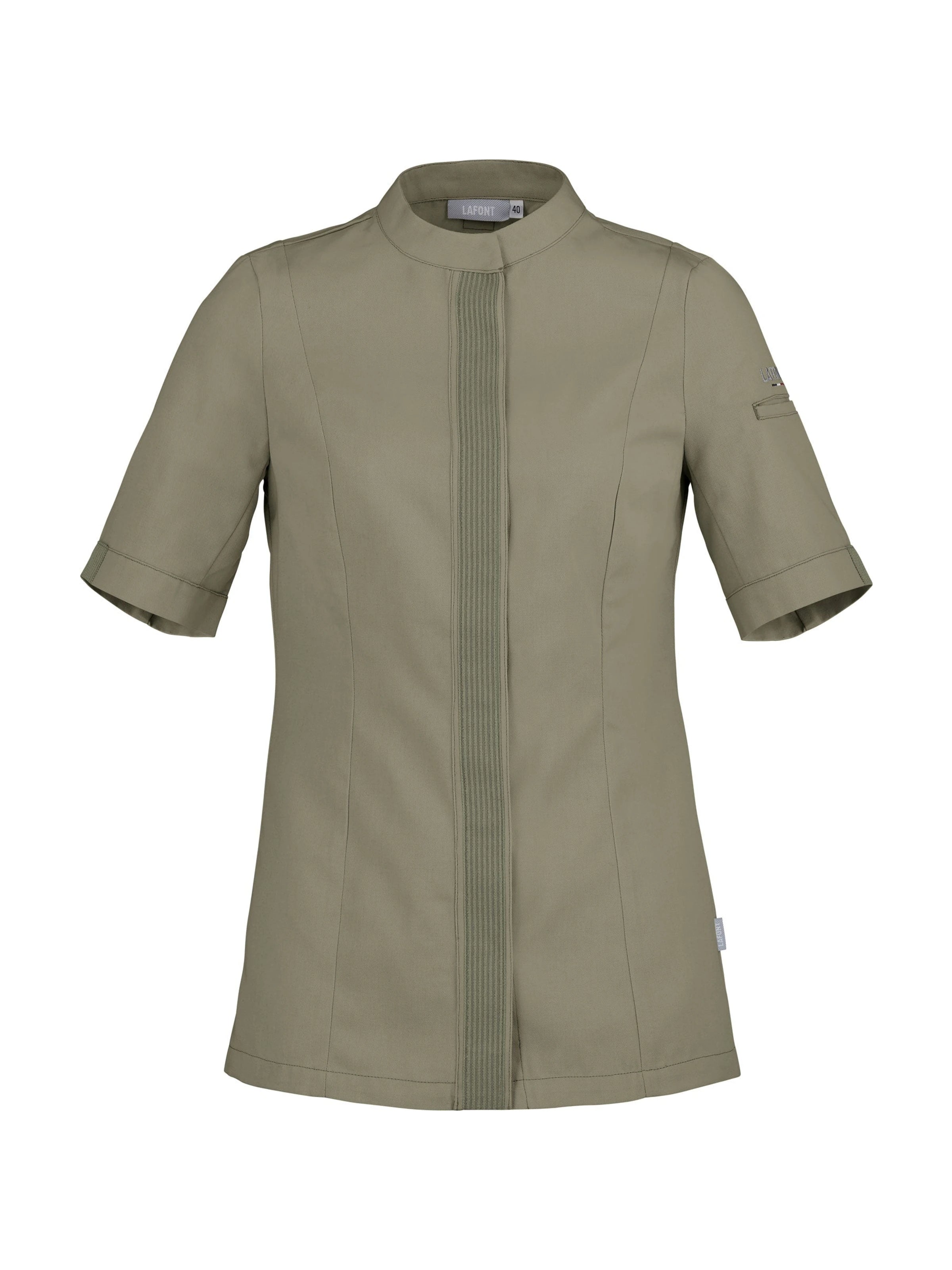 Women's Short-Sleeved Chef Jacket Fava Khaki by LaFont ChefsCotton