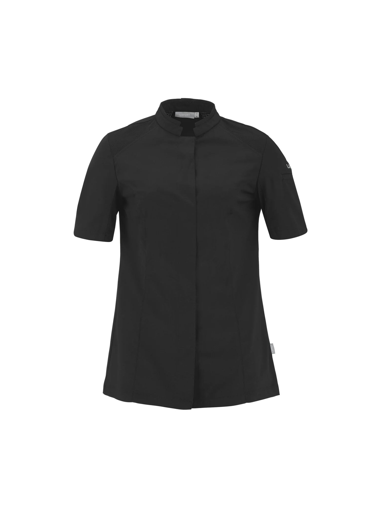 Women Short Sleeve Chef Jacket Marjoram Black by La Font - Get the best deal at ChefsCotton